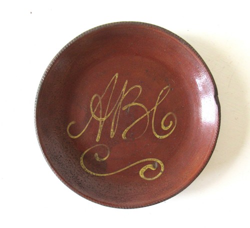 Antique abc redware plate - redware, with