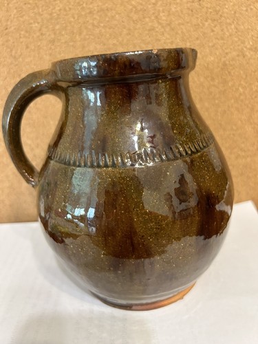 Antique redware pitcher - redware,