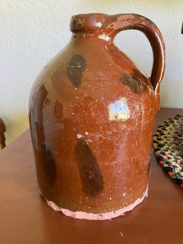 Antique 19th redware jug - 19th,