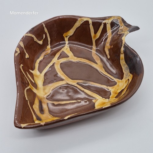Handmade redware slipware leaf - handmade,